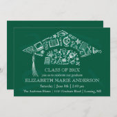 Invitation de casquette d'obtention du diplôme de (Devant / Derrière)