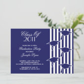 Invitation de Casquettes de 2e année Bleu et Blanc (Debout devant)