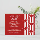 Invitation de Casquettes diplômés rouges et blancs (Debout devant)