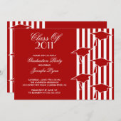 Invitation de Casquettes diplômés rouges et blancs (Devant / Derrière)