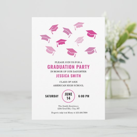 Invitation de Casquettes rose moderne (Debout devant)