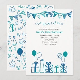 Invitation de célébration bleue et sarcelle