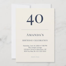 Invitation de célébration d'anniversaire 40 ans Cl