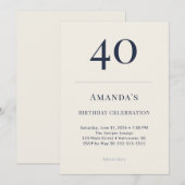 Invitation de célébration d'anniversaire 40 ans Cl (Devant / Derrière)
