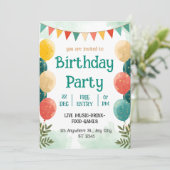 Invitation de célébration d'anniversaire à l'aquar (Debout devant)