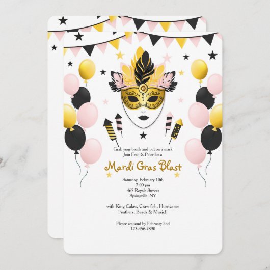 Invitation de célébration de carnaval (Devant / Derrière)