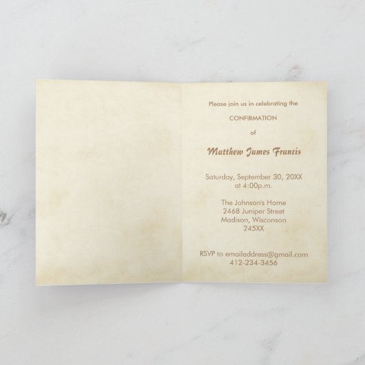 Invitation de célébration de confirmation (Intérieur)