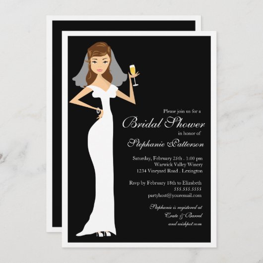 Invitation de célébration de Fête de la mariée de (Devant / Derrière)