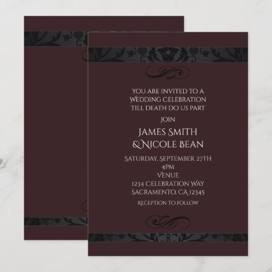 Invitation de célébration de mariage Élégance Roug (Devant / Derrière)