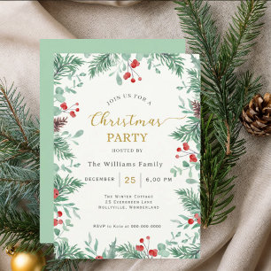 Invitation de célébration de Noël à l'aquarelle de