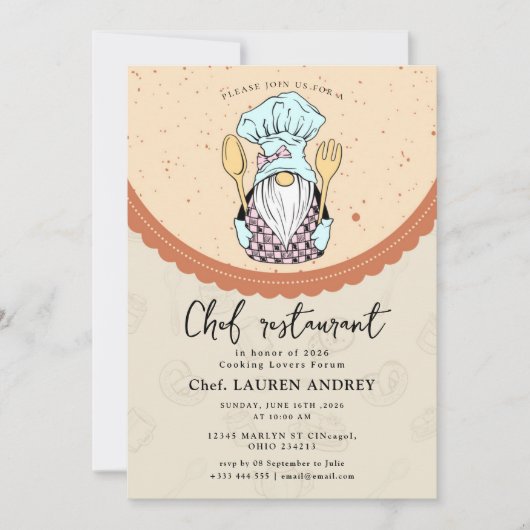 Invitation de célébration de restaurant de chef (Devant)