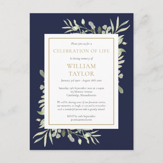 Invitation de célébration de vie de verdure de ble (Devant)