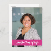 Invitation de célébration de vie en photo rose (Devant / Derrière)