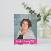 Invitation de célébration de vie en photo rose (Debout devant)