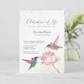 Invitation de célébration de vie florale avec coli (Debout devant)