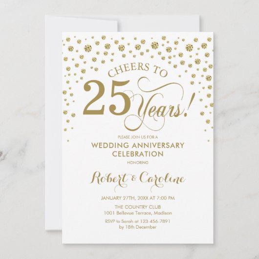 Invitation de célébration du 25e anniversaire Gold (Devant)