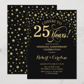 Invitation de célébration du 25e anniversaire noir (Devant / Derrière)