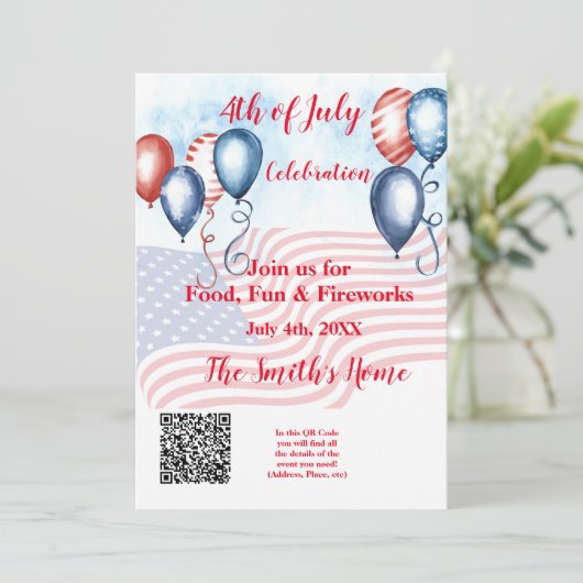 Invitation de célébration du 4 juillet (Debout devant)