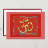 Invitation de célébration hindoue Om rouge et or (Devant / Derrière)