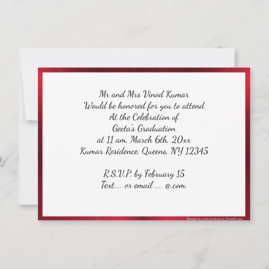 Invitation de célébration hindoue Om rouge et or (Dos)