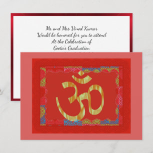 Invitation de célébration hindoue Om rouge et or