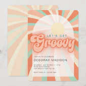 Invitation de célébration orange Let's get Groovy (Devant / Derrière)