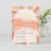 Invitation de célébration orange Let's get Groovy (Debout devant)
