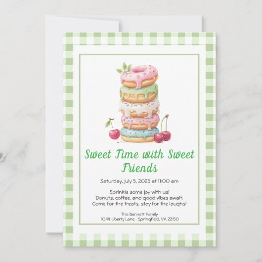 Invitation de célébration sucrée – Fête de Donuts (Devant)