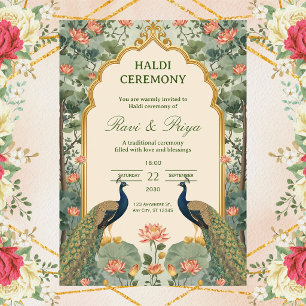 Invitation de cérémonie Haldi indienne Pichwai de