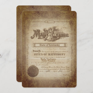 Invitation de certificat de mariage vintage