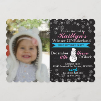 Invitation de Chalkboard Winter Onederland, 5" x 7