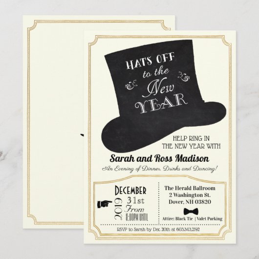 Invitation de chapeau haut de forme de la Saint-Sy (Devant / Derrière)