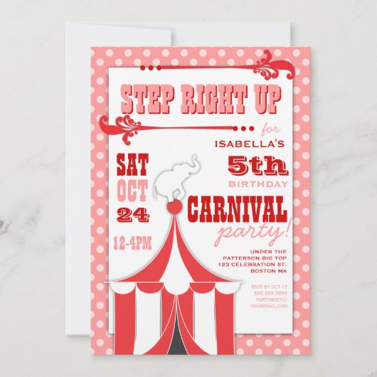 Invitation de chapiteau de fête d'anniversaire de (Devant)