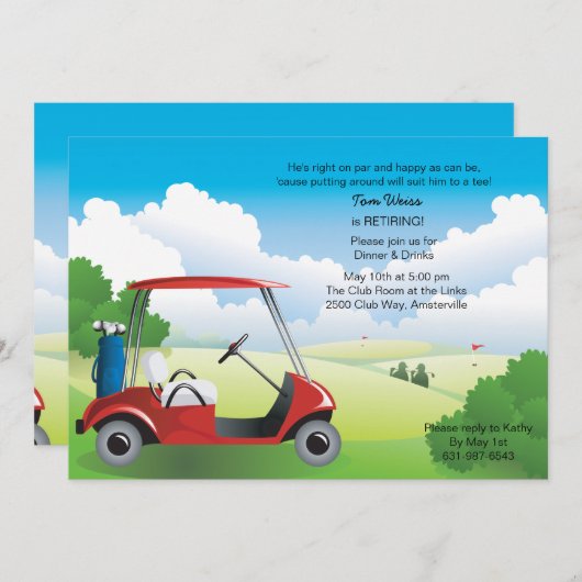 Invitation de chariot de golf (Devant / Derrière)