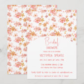 Invitation de charmante douche de mariée peinte fl (Devant / Derrière)