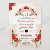 Invitation de Charro/Huapango Quinceanera, Roses r (Devant / Derrière)