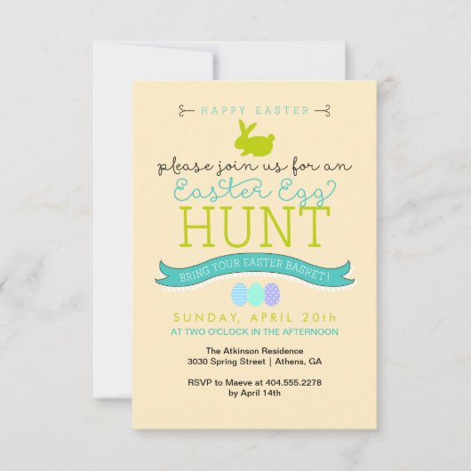 Invitation de chasse à oeuf de pâques (Devant)