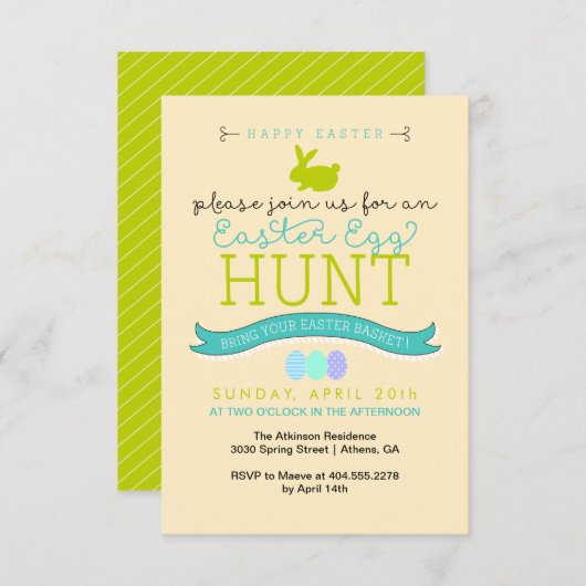 Invitation de chasse à oeuf de pâques (Devant / Derrière)