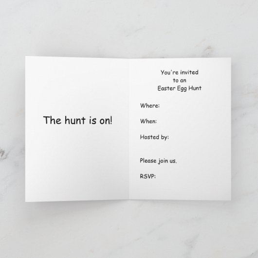 Invitation de chasse à oeuf de pâques (Intérieur)