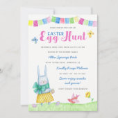 Invitation de chasse à oeuf de pâques de lapin (Devant)