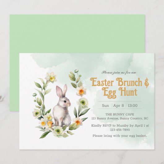 Invitation de chasse aux œufs de brunch de Pâques  (Devant / Derrière)