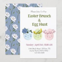 Invitation de chasse aux œufs de brunch de Pâques
