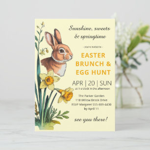 Invitation de chasse aux œufs de Pâques de lapin v