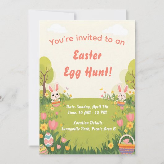 Invitation de chasse aux œufs de Pâques – Invitati (Devant)