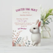 Invitation de chasse aux œufs de Pâques Lapin Ador (Debout devant)