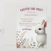 Invitation de chasse aux œufs de Pâques Lapin Ador (Devant / Derrière)