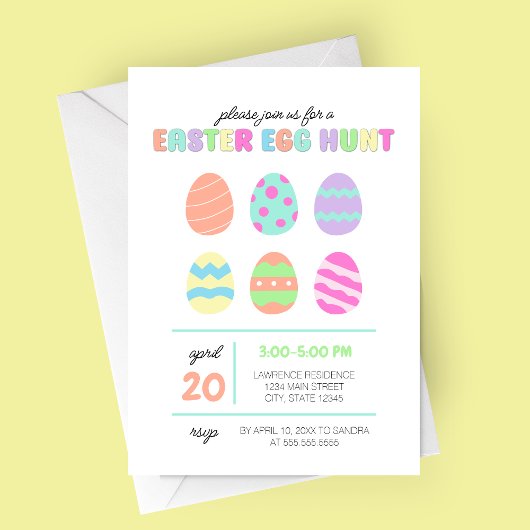 Invitation de chasse aux oeufs de Pâques minimalis