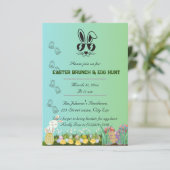 Invitation de chasse aux oeufs verts de Pâques (Debout devant)