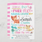 Invitation de chat à l'aquarelle mignonne (Devant / Derrière)