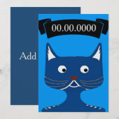 Invitation de chat bleu comique, ajouter du texte (Devant / Derrière)